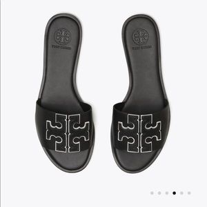 Black Leather Tory Burch Slides - Size 7.5 - Original Box Included (Like new)